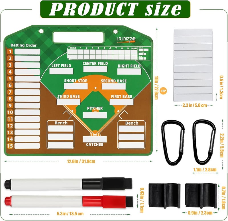 lrjrizzo Magnetic Baseball Lineup Board，Baseball Lineup Cards Baseball Lineup Board for Dugout Baseball Clipboard for Coaches Softball Lineup Cards Marker Boards Baseball Coaching Accessories (Brown) - Image 4